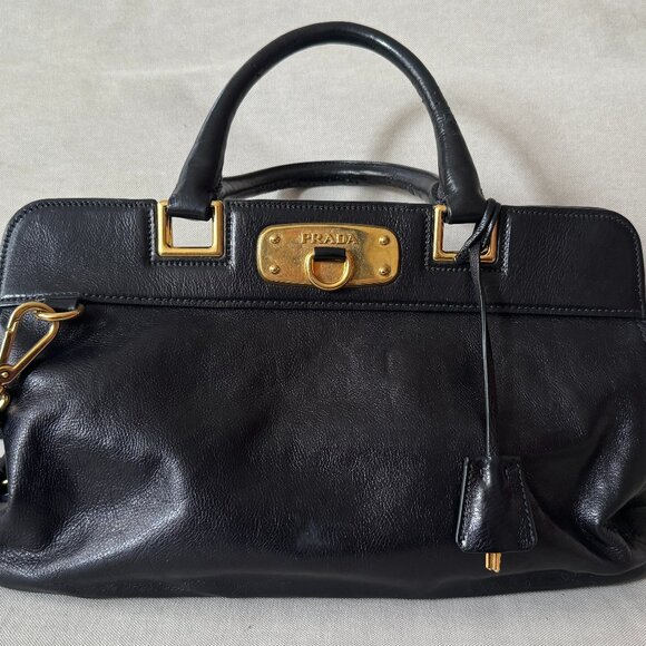 バッグ archive Prada Glace Calf Leather Bag Prada Glacé Calf Leather Tote Bag in Black - Purse Utopia